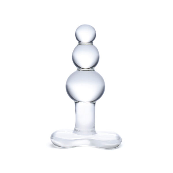 4890808219263 2 4" Beaded Glass Butt Plug With Tapered Base