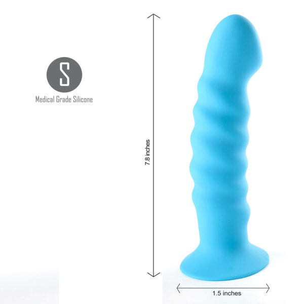 5060311470126 3 Kendall Silicone Non-Vibrating Dong Swirled Satin Finish Neon Blue