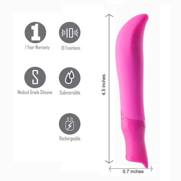 5060311470614 3 Maddie USB Rechargeable Silicone 10-Function G-Spot Bullet Vibrator Neon Pink