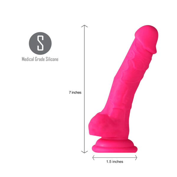 5060311472229 3 Maia Billee 7'' Realistic Silicone Suction Cup Dong Neon Pink