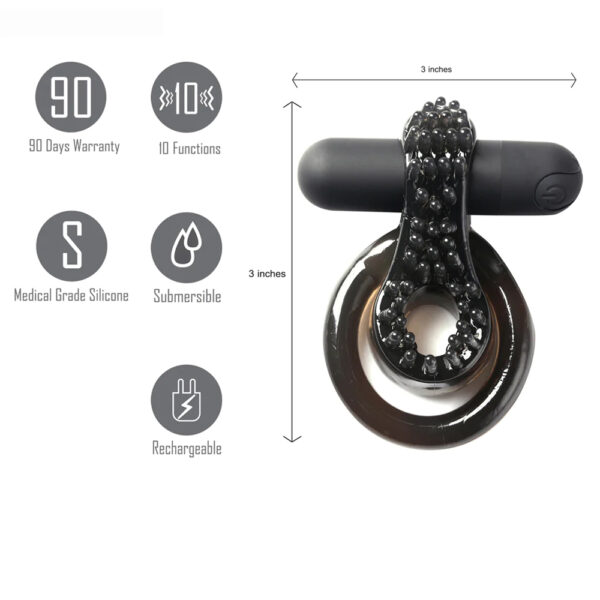 5060311472540 3 Maia Jagger USB Rechargeable Vibrating Erection Enhancer Ring Black