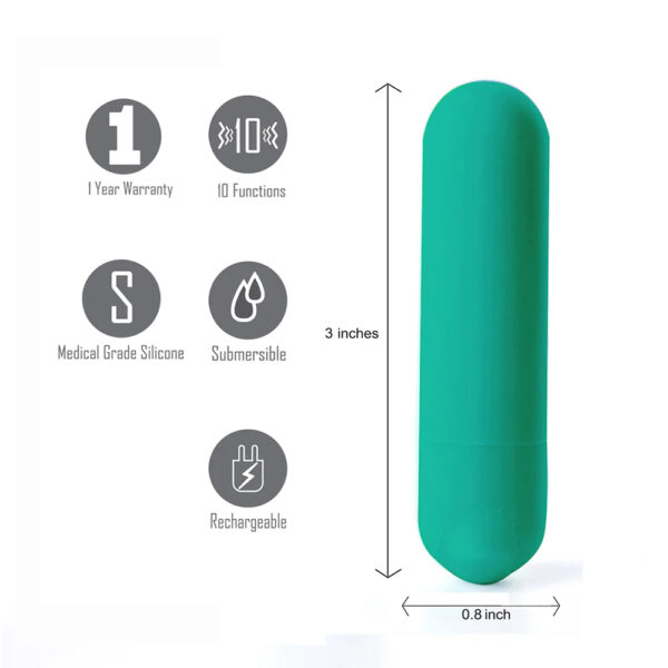 5060311472632 2 Maia Jessi USB Rechargeable Super Charged Mini Bullet EMERALD