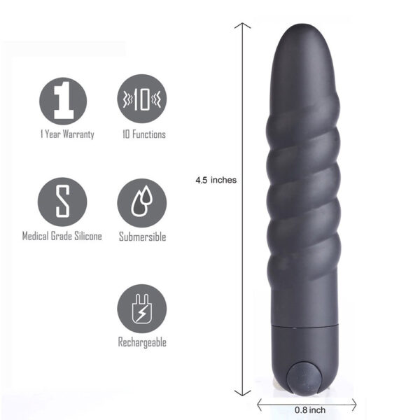 5060311472793 3 Lola Silicone 10-Function Vibrating Twisty Bullet Black