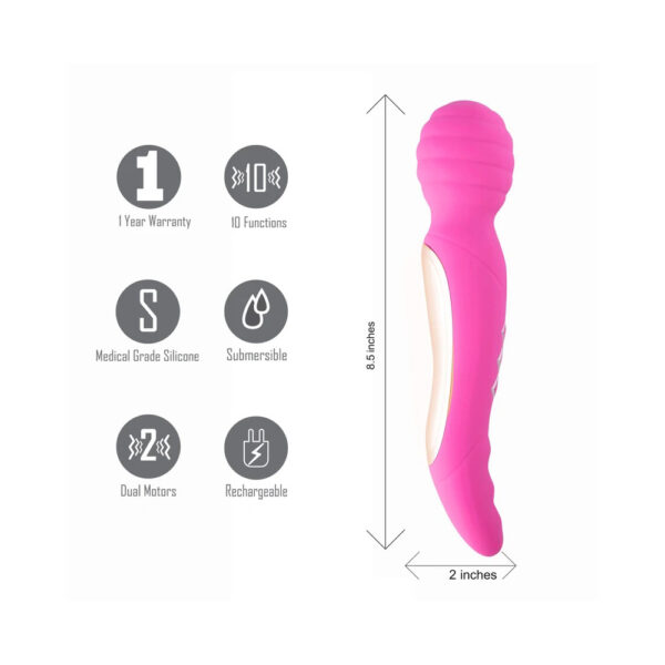5060311472953 3 Zoe Twistty Rechargeable Dual Vibrating Wand Hot Pink