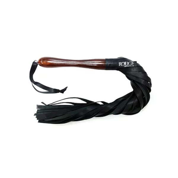 5060363861330 Wooden Handle Leather Flogger Black