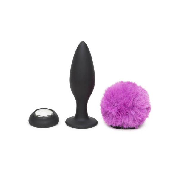 5060779232014 3 Happy Rabbit Rechargeable Vibrating Butt Plug Large Black/Purple