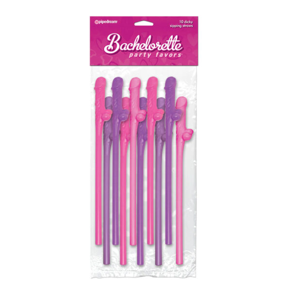 603912227215 Bachelorette Party Favors Dicky Sipping Straws Pink/Purple 10pc.
