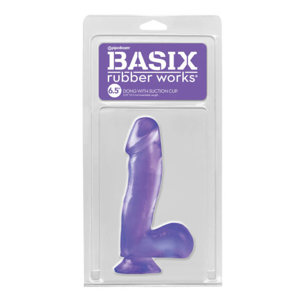 603912235500 Basix Rubber Works 6.5" Dong with Suction Cup Purple