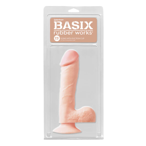 603912236002 Basix Rubber Works 7.5" Dong with Suction Cup Flesh