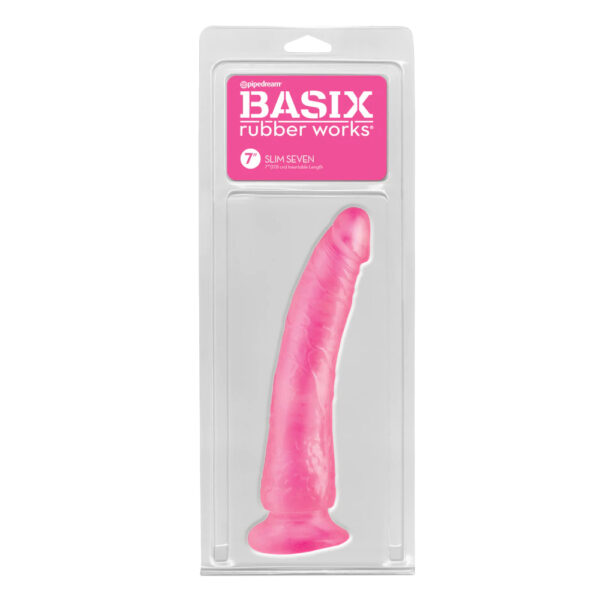 603912236729 Basix Rubber Works Slim 7" with Suction Cup Pink