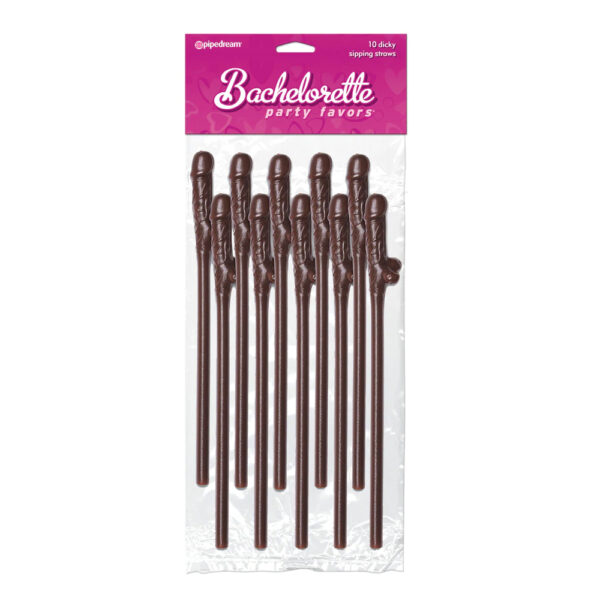 603912252835 Bachelorette Party Favors Dicky Sipping Straws Brown 10pc.