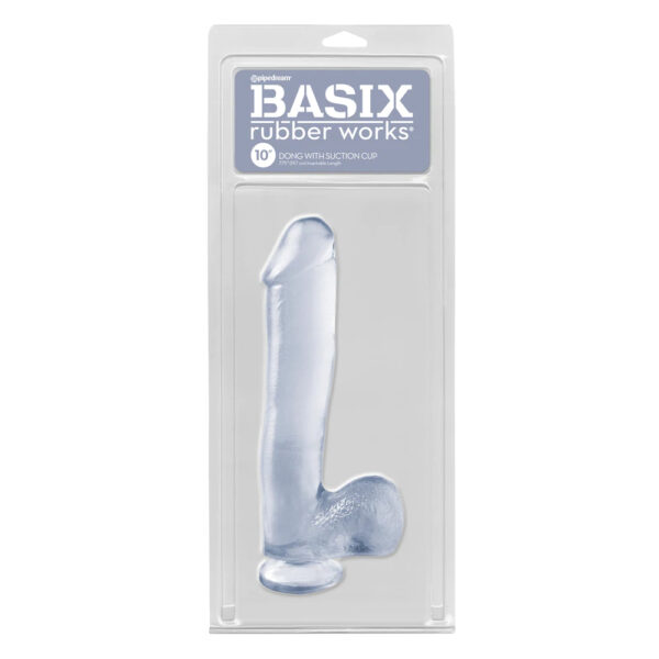 603912270594 Basix Rubber Works 10" Dong with Suction Cup Clear