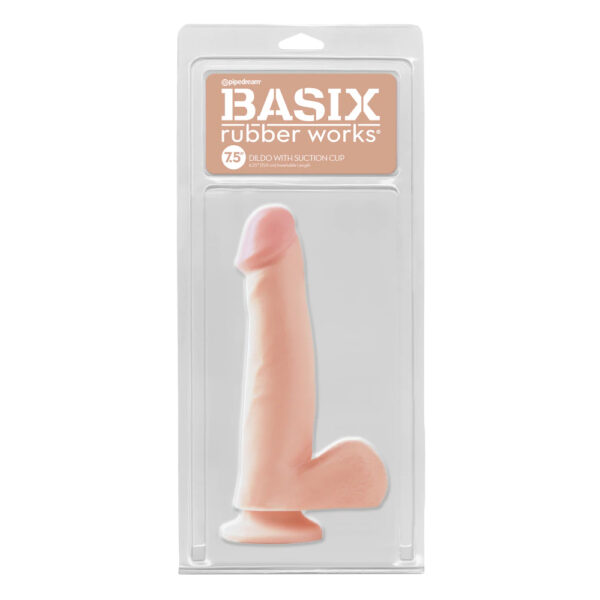 603912283327 Basix Rubber Works 7.5" Dong with Suction Cup Flesh