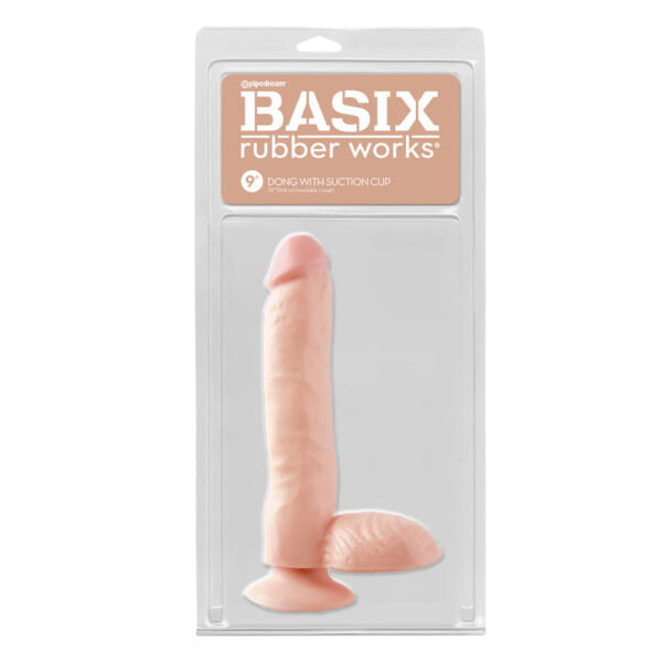 603912283488 Basix Rubber Works 9" Dong with Suction Cup Flesh