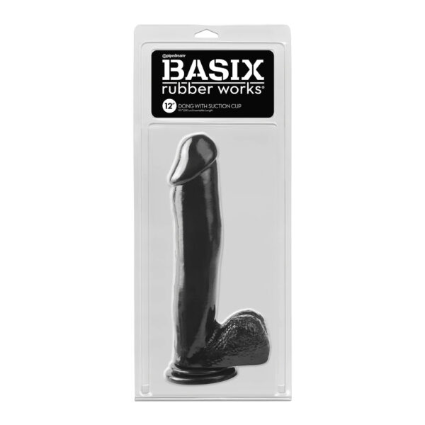 603912293692 Basix Rubber Works 12" Dong with Suction Cup Black