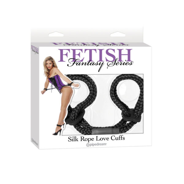 603912298260 Fetish Fantasy Series Silk Rope Love Cuffs Black