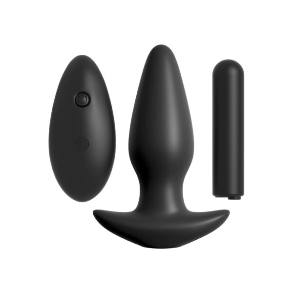 603912332124 2 Anal Fantasy Collection Remote Control Silicone Plug Black