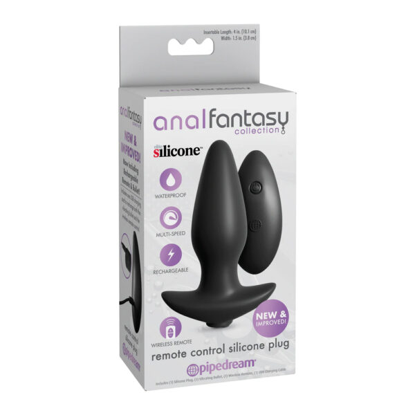 603912332124 Anal Fantasy Collection Remote Control Silicone Plug Black