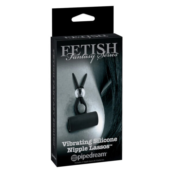 603912343427 Fetish Fantasy Limited Edition Vibrating Silicone Nipple Lassos Black