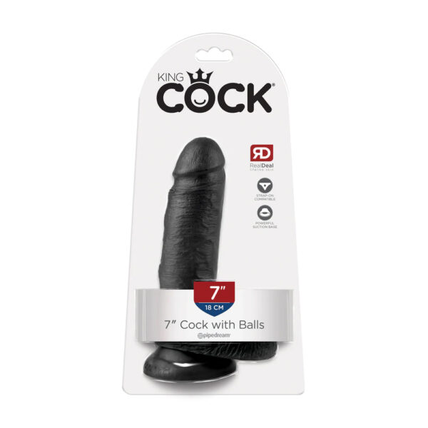 603912350210 King Cock 7" Cock with Balls Black