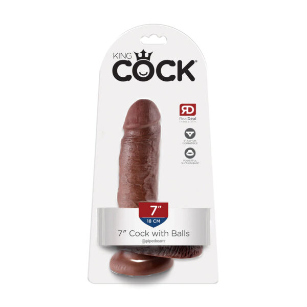 603912350227 King Cock 7" Cock with Balls Brown