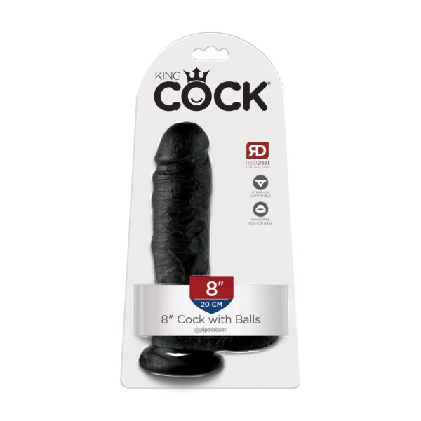 603912350234 King Cock 8" Cock with Balls Black