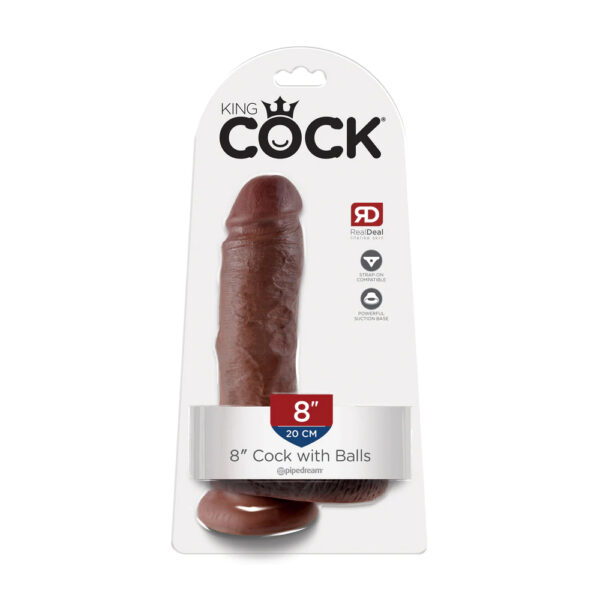 603912350241 King Cock 8" Cock with Balls Brown