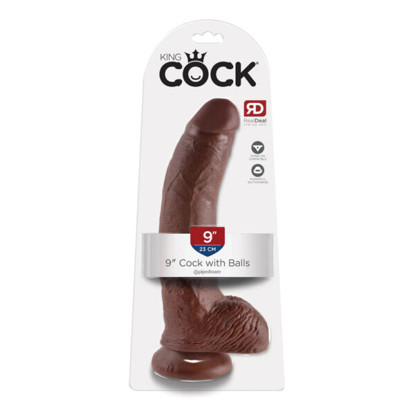 603912350265 King Cock 9" Cock with Balls Brown