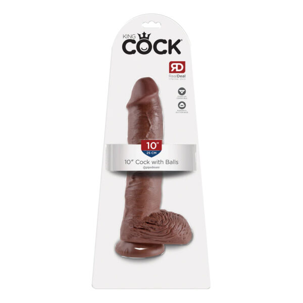 603912350289 King Cock 10" Cock with Balls Brown