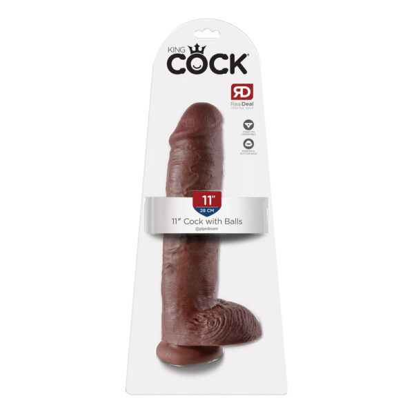 603912350319 King Cock 11" Cock with Balls Brown