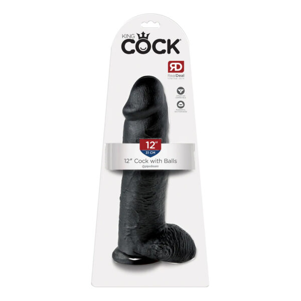 603912350326 King Cock 12" Cock with Balls Black