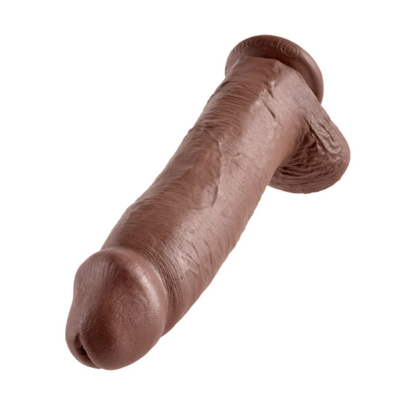 603912350333 3 King Cock 12" Cock with Balls Brown