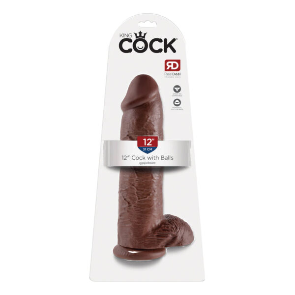 603912350333 King Cock 12" Cock with Balls Brown