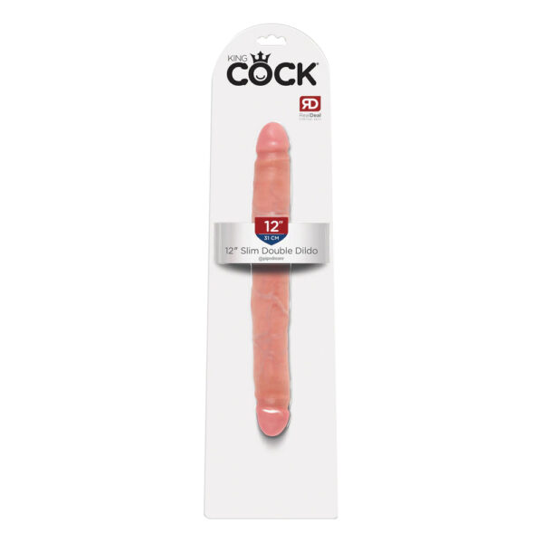 603912350340 King Cock 12" Slim Double Dildo Flesh