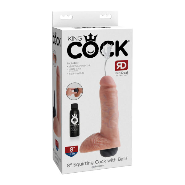 603912355543 King Cock 8" Squirting Cock w/ Balls Flesh