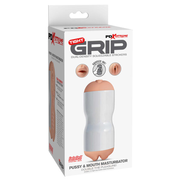 603912357950 Pipedream Extreme Toyz Tight Grip Pussy & Mouth Masturbator White