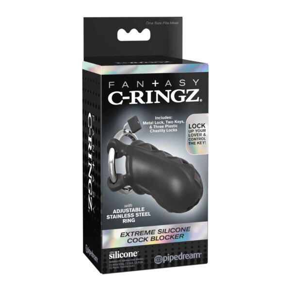 603912358636 Fantasy C-Ringz Extreme Silicone Cock Blocker Black