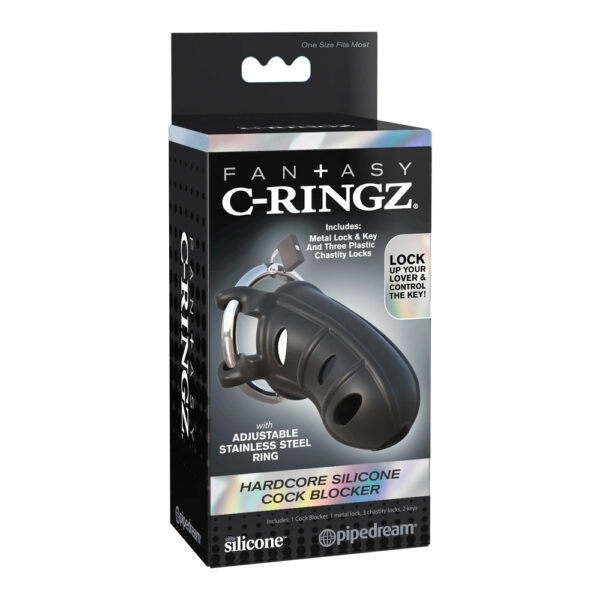 603912358643 Fantasy C-Ringz Hardcore Silicone Cock Blocker Black