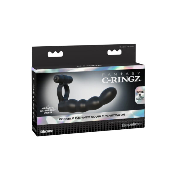 603912358803 Fantasy C-Ringz Posable Partner Double Penetrator Black