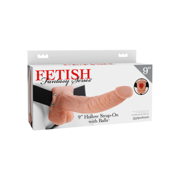 603912362756 Fetish Fantasy Series 9" Hollow Strap-On with Balls Flesh