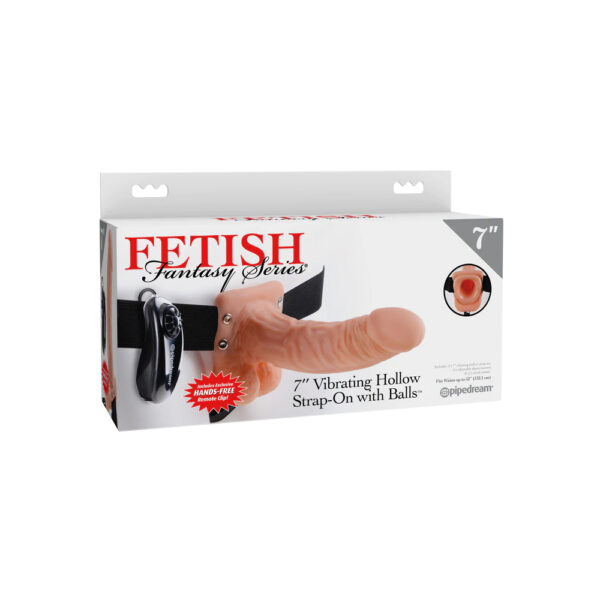 603912362800 Fetish Fantasy Series 7" Vibrating Hollow Strap-On with Balls Flesh