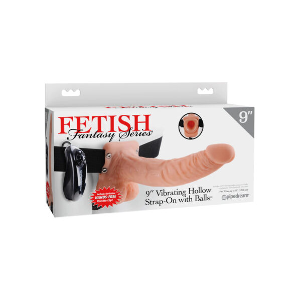 603912362817 Fetish Fantasy Series 9" Vibrating Hollow Strap-On with Balls Flesh