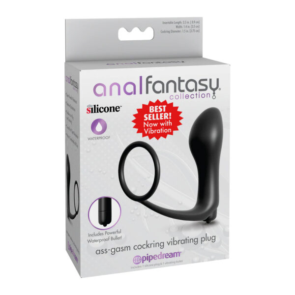 603912363388 Anal Fantasy Collection Ass-Gasm Cockring Vibrating Plug Black