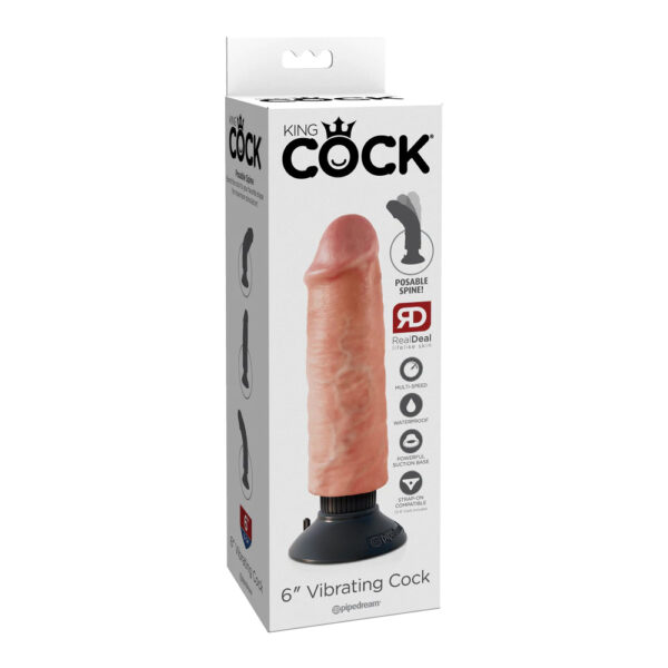 603912737691 King Cock 6" Vibrating Cock Flesh