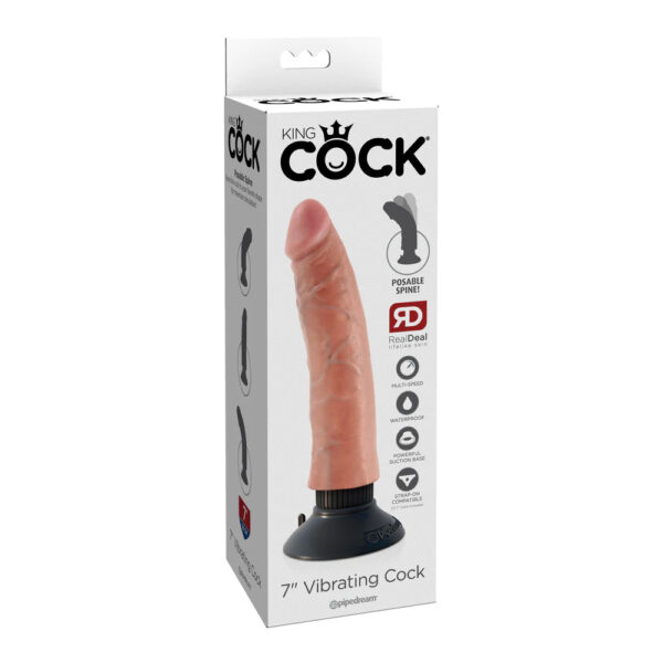 603912737707 King Cock 7" Vibrating Cock Flesh