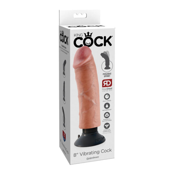 603912737721 King Cock 8" Vibrating Cock Flesh