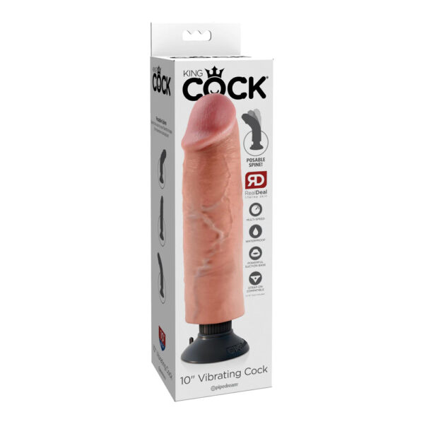 603912737752 King Cock 10" Vibrating Cock Flesh