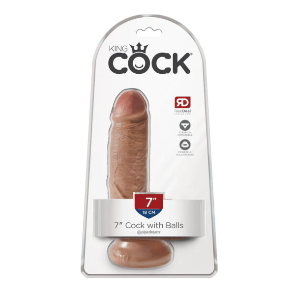 603912746358 King Cock 7" Cock With Balls Tan