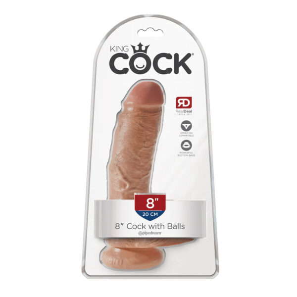 603912746365 King Cock 8" Cock With Balls Tan