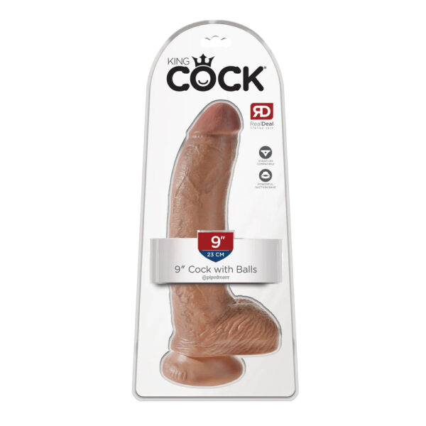 603912746372 King Cock 9" Cock With Balls Tan